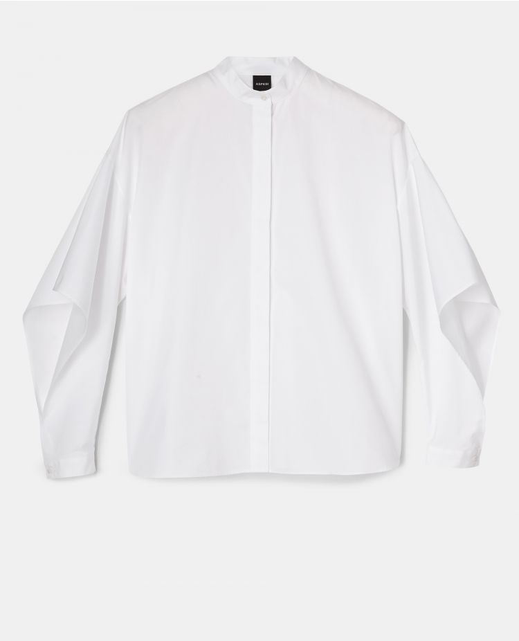 Shirt - Split Sleeve Cotton Poplin