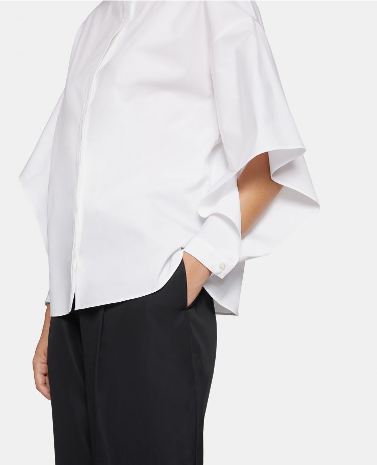 Shirt - Split Sleeve Cotton Poplin